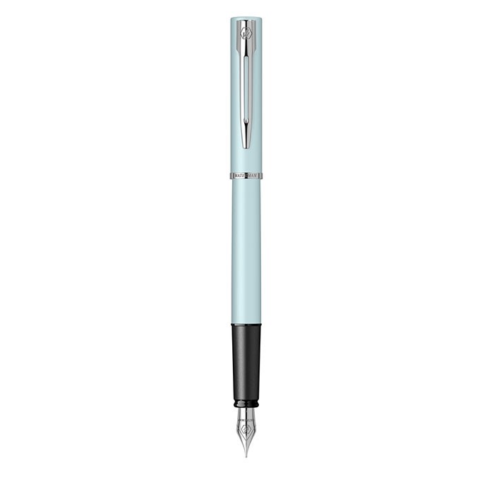 Stilou-Waterman-Allure-Pastel-Blue-albastru-deschis-cu-accesorii-cromate