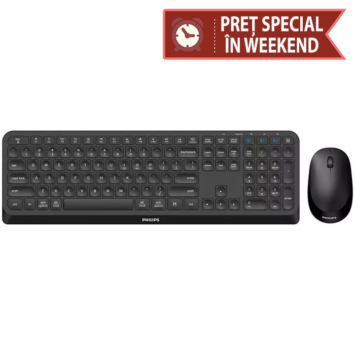 Kit-tastatura-si-mouse-Philips-SPT6407-wireless-negru