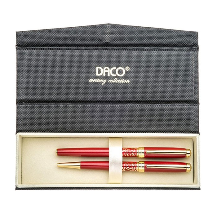 Set-pixstilou-Daco-SE268R-rosu-cu-accesorii-aurii