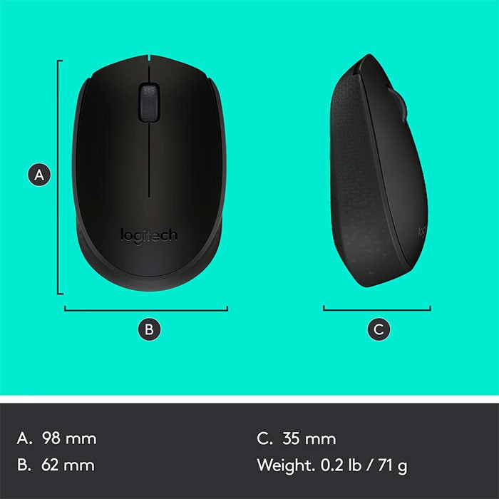 Mouse-optic-Logitech-B170-wireless-negru