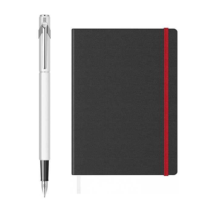 Set-Stilou-Caran-D-Ache-849-alb-Notes-Velvet-A5-cu-elastic